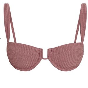 Monday Swimwear Cala Roja Top - Mauve Lurex Rib